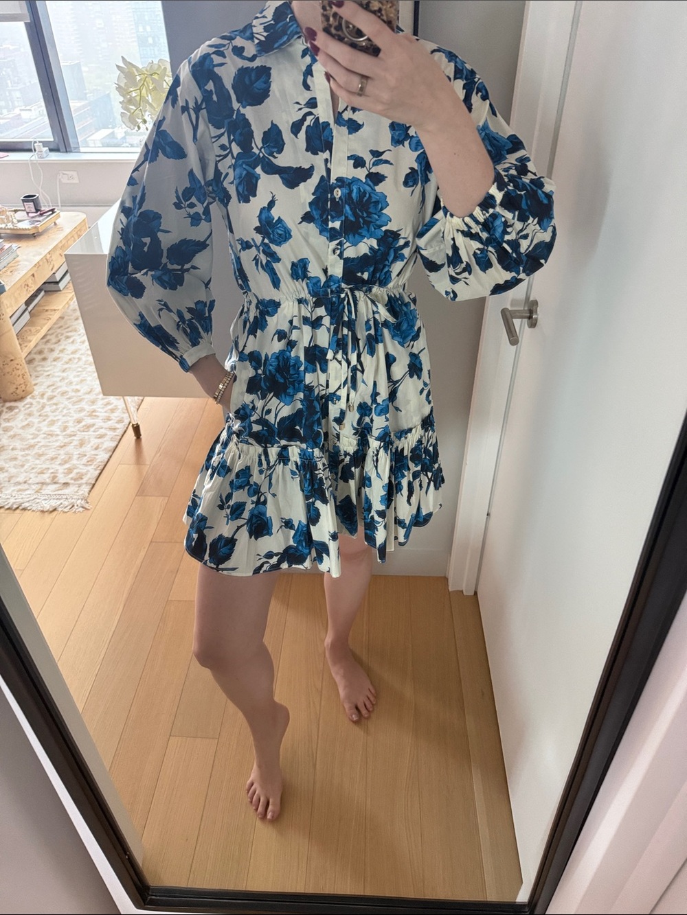 Cara Cara Dress Floral Mini Dress White & Blue Medium